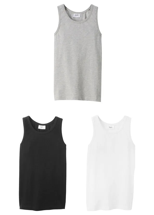 CAMISETA INTERIOR PARA NIñOS (3 UNIDADES) NEGROGRIS CLARO JASPEADOBLANCO